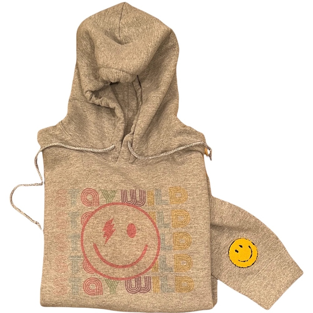 Smiley Face,Vintage Look Stay Wild,Sweatshirt,Lightning Bolt,Hoodie